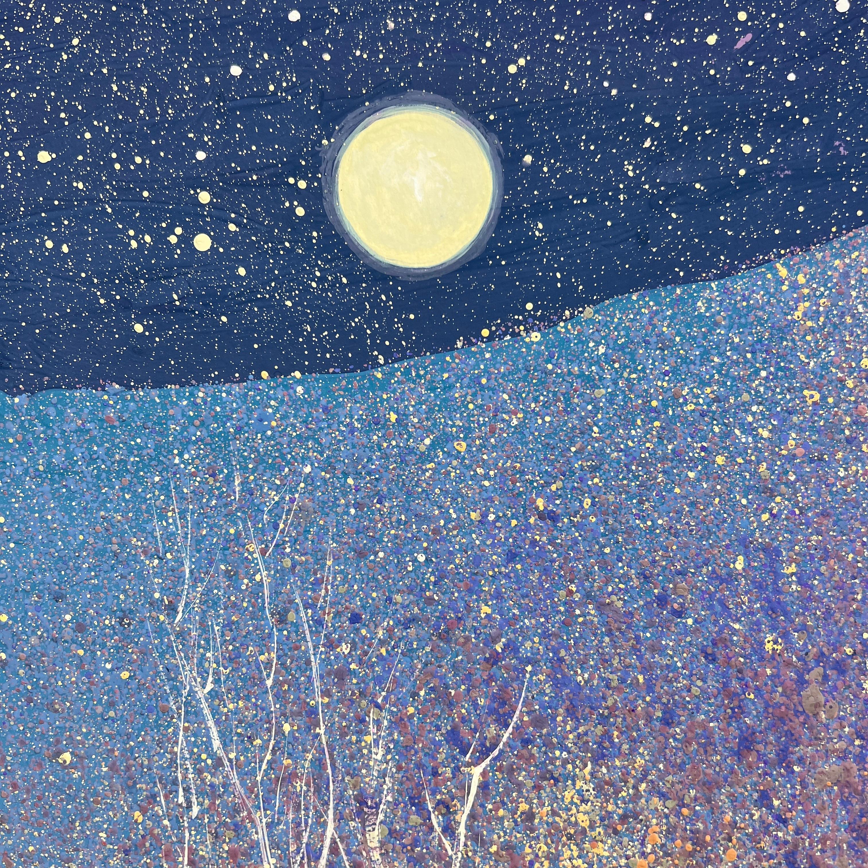 Questo dipinto ti immerge nell'ipnotica quiete di una notte d'autunno, illuminata dal dolce splendore della luna piena.

Alberi dorati, come intricati merletti, si ergono con grazia lungo un tortuoso sentiero nella foresta, conducendoti in un regno