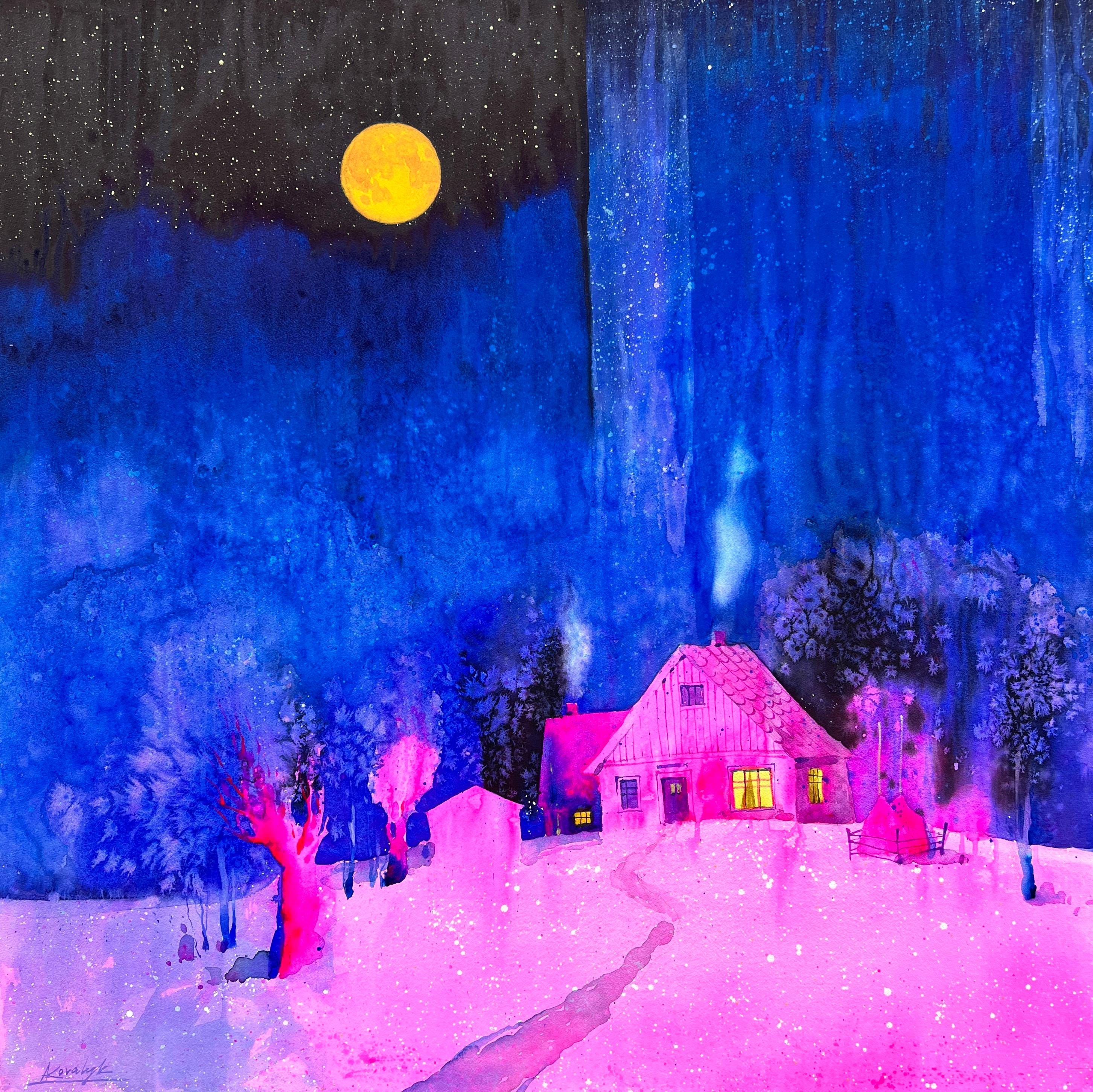 Andrii Kovalyk Landscape Painting – „Sanctuary Amid Eternal Winter“