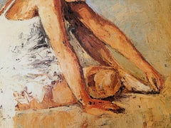 Quiet Pause Ballerina Print on canvas with hand-painted acrylic by Onyshchenko