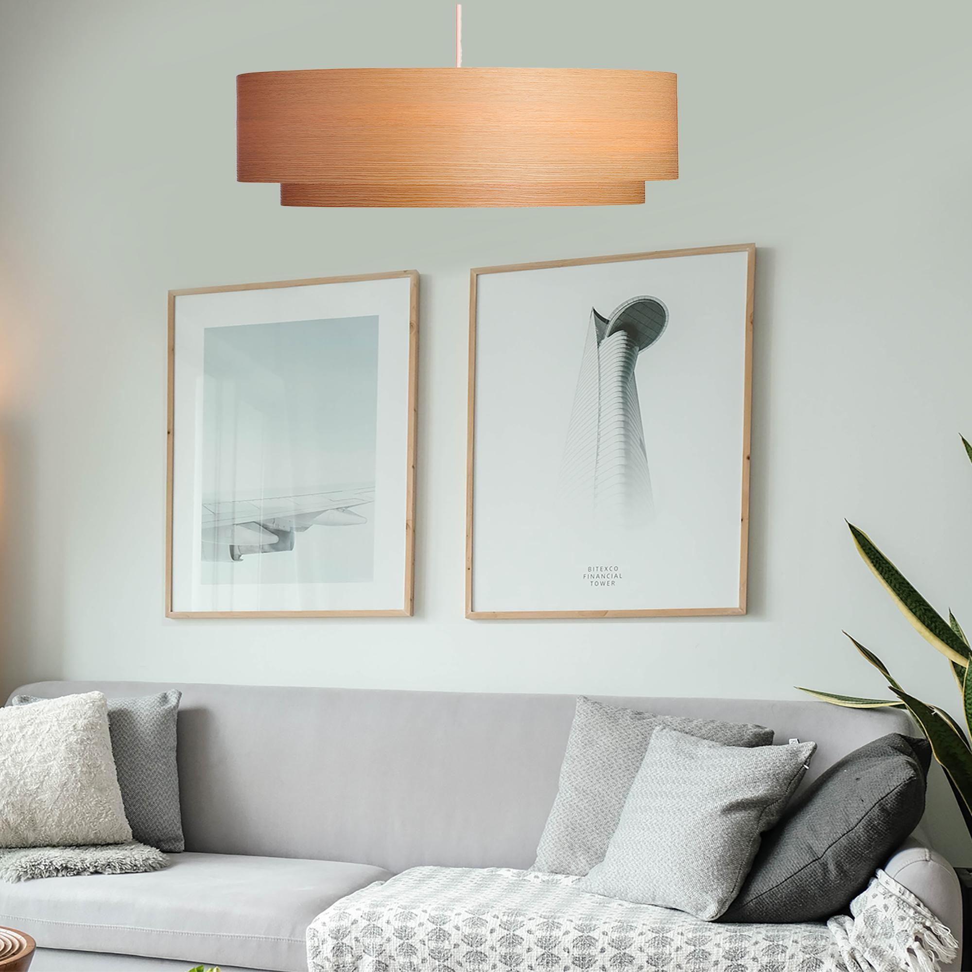 ANDRO is a contemporary, Mid-Century Modern light fixture. This is a minimalist luxury chandelier pendant design and can be exhibited in offices, alcoves, hallways, and great rooms. Newood is made from reconstituted natural wood fiber creating