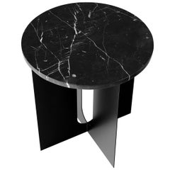 Androgyne Side Table, Steel Base in Black, Tabletop in Black Marble