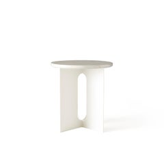 Androgyne Side Table, Steel Base in Ivory, Table Top in Ivory Marble