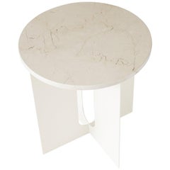 Androgyne Side Table, Steel Base in Ivory, Table Top in Ivory Marble