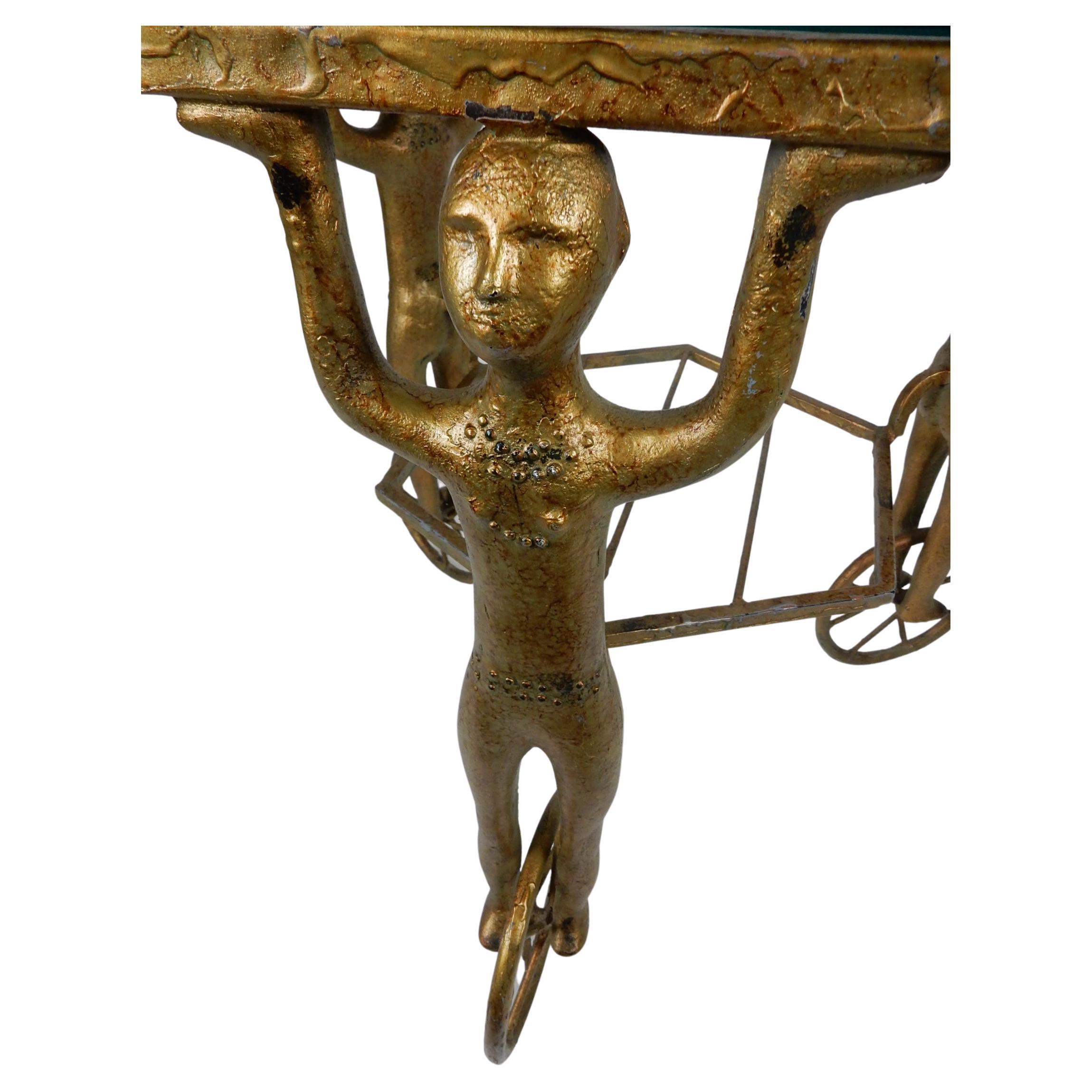 Androgynous Figural Cast Iron Gueridon Table after Alberto Giacometti For Sale 1