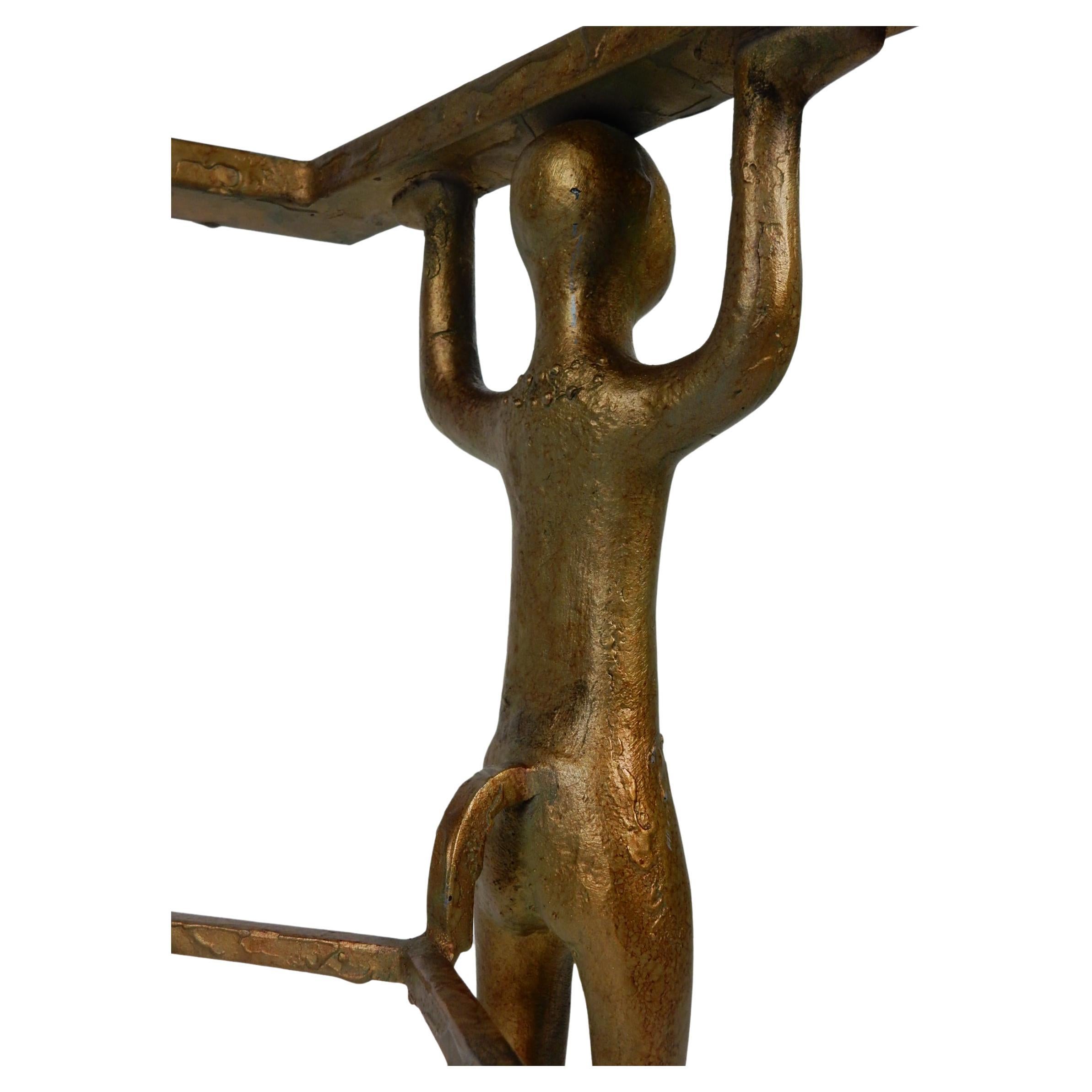 Androgynous Figural Cast Iron Gueridon Table after Alberto Giacometti In Good Condition For Sale In Las Vegas, NV