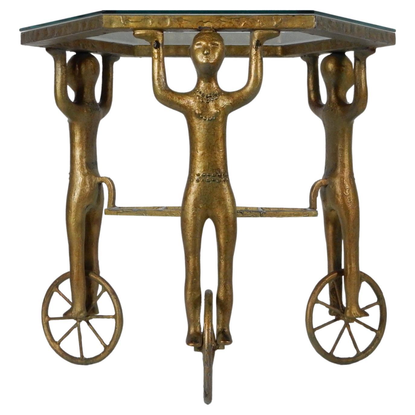 Androgynous Figural Cast Iron Gueridon Table after Alberto Giacometti For Sale
