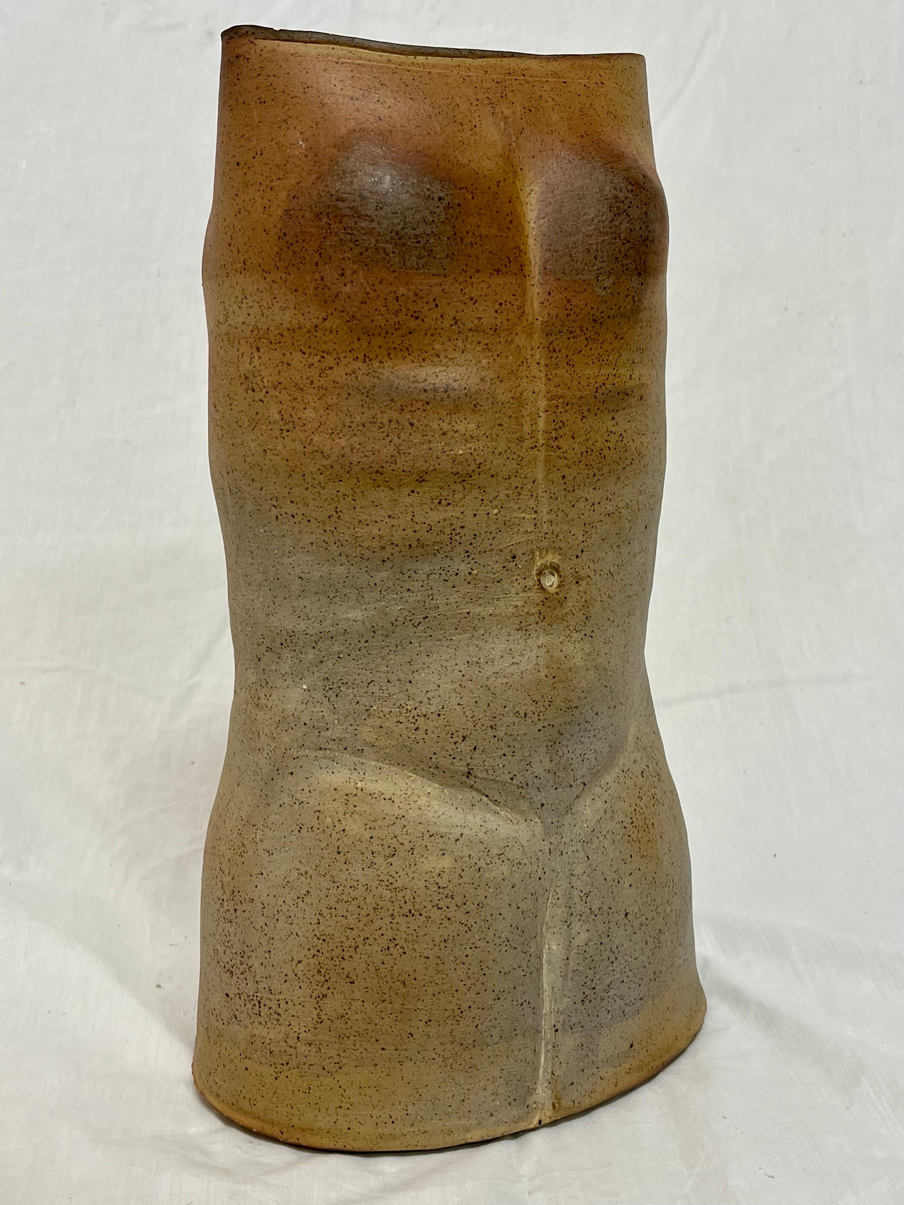 Androgynous Nude Ceramic Hand Built Torso Sculptural Vase with Ombre Finish 12