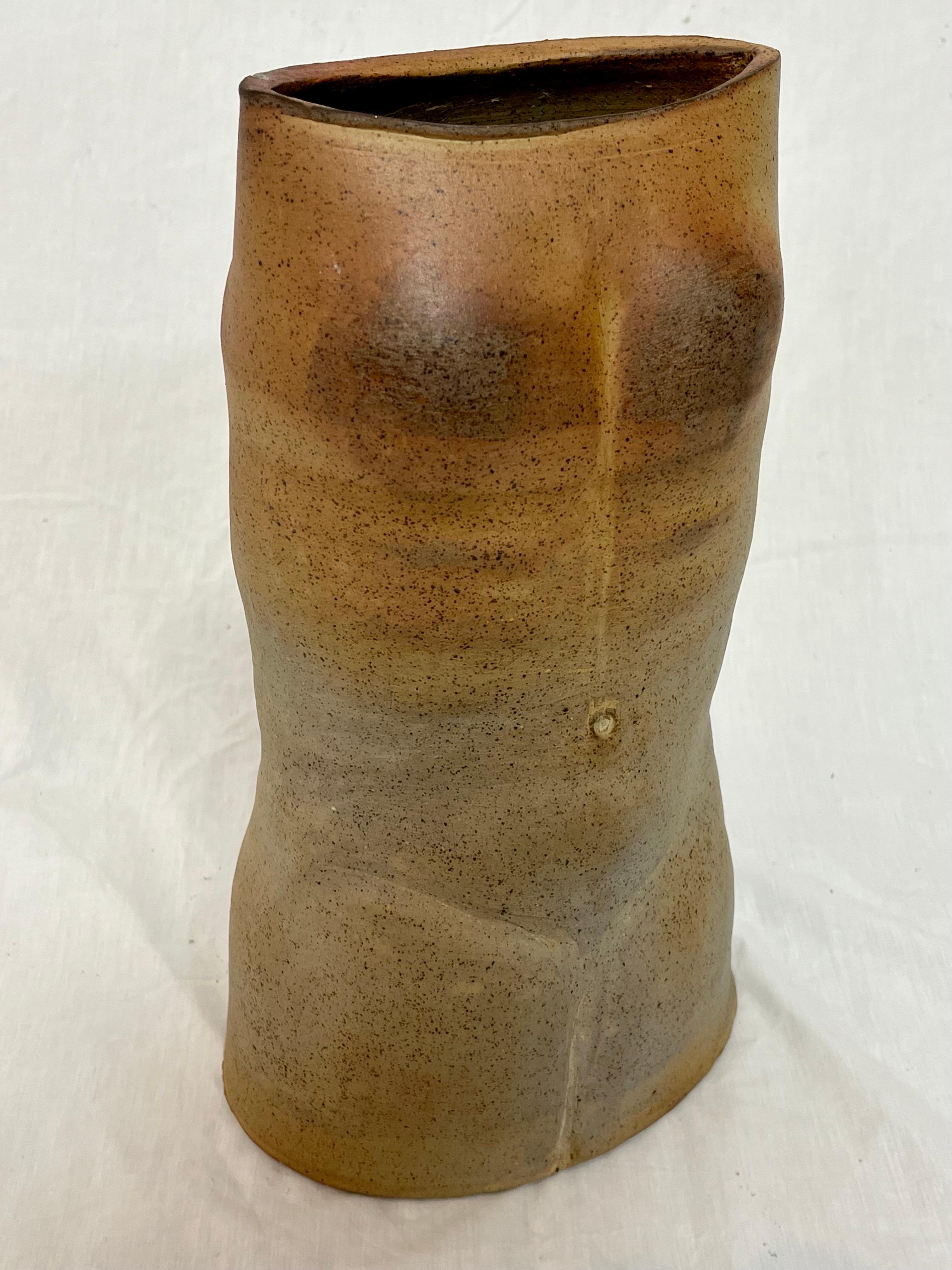 Androgynous Nude Ceramic Hand Built Torso Sculptural Vase with Ombre Finish 13