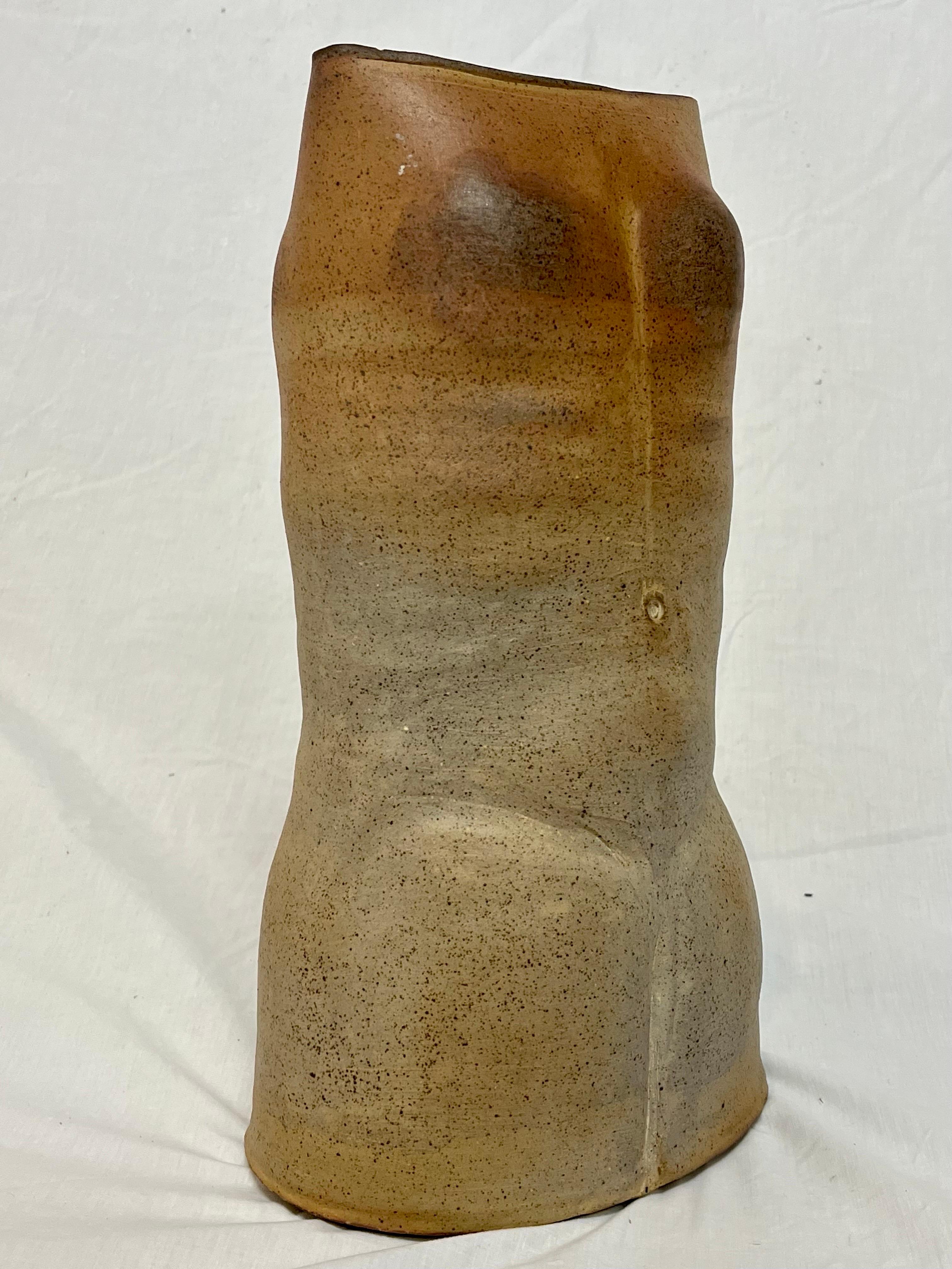 Androgynous Nude Ceramic Hand Built Torso Sculptural Vase with Ombre Finish In Good Condition In Atlanta, GA