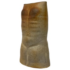 Androgynous Nude Ceramic Hand Built Torso Sculptural Vase with Ombre Finish
