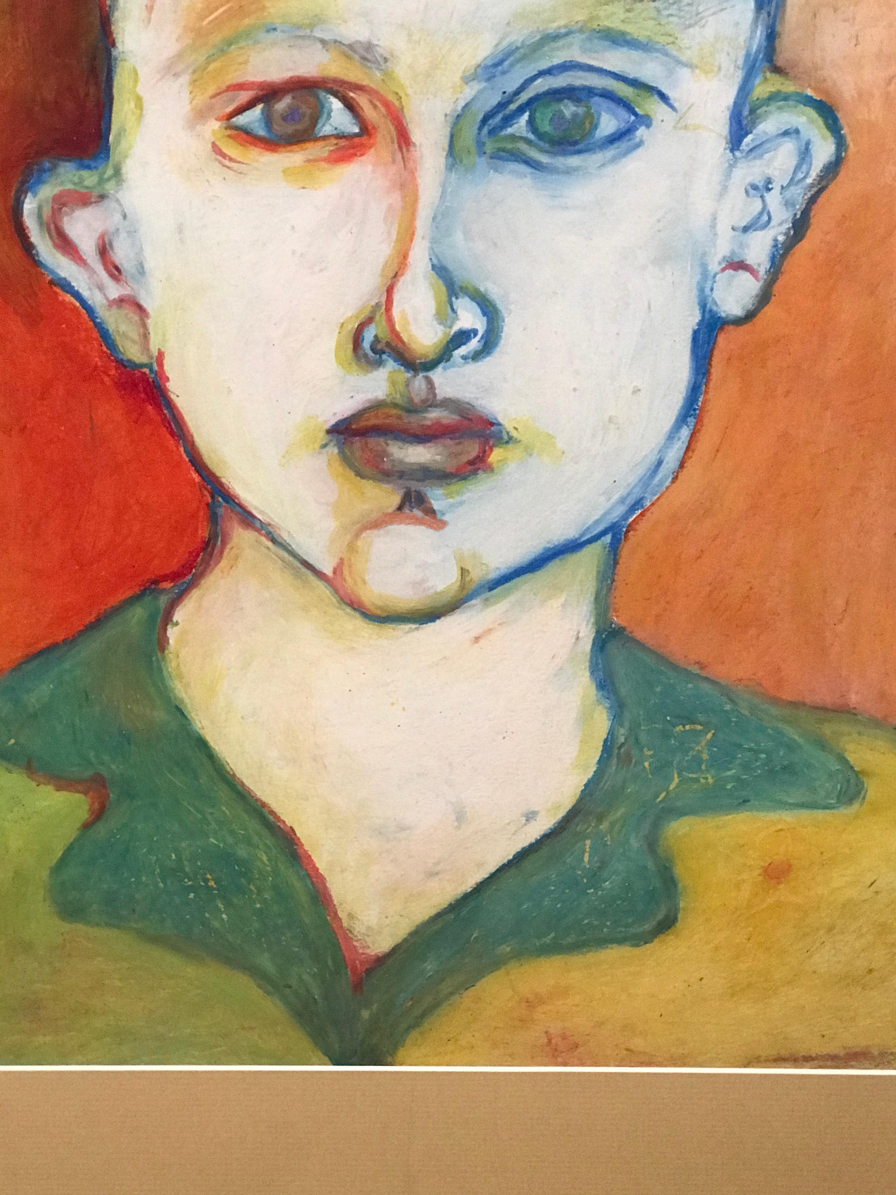 Modern Androgynous Pastel Portrait by Gillian Lefkowitz For Sale