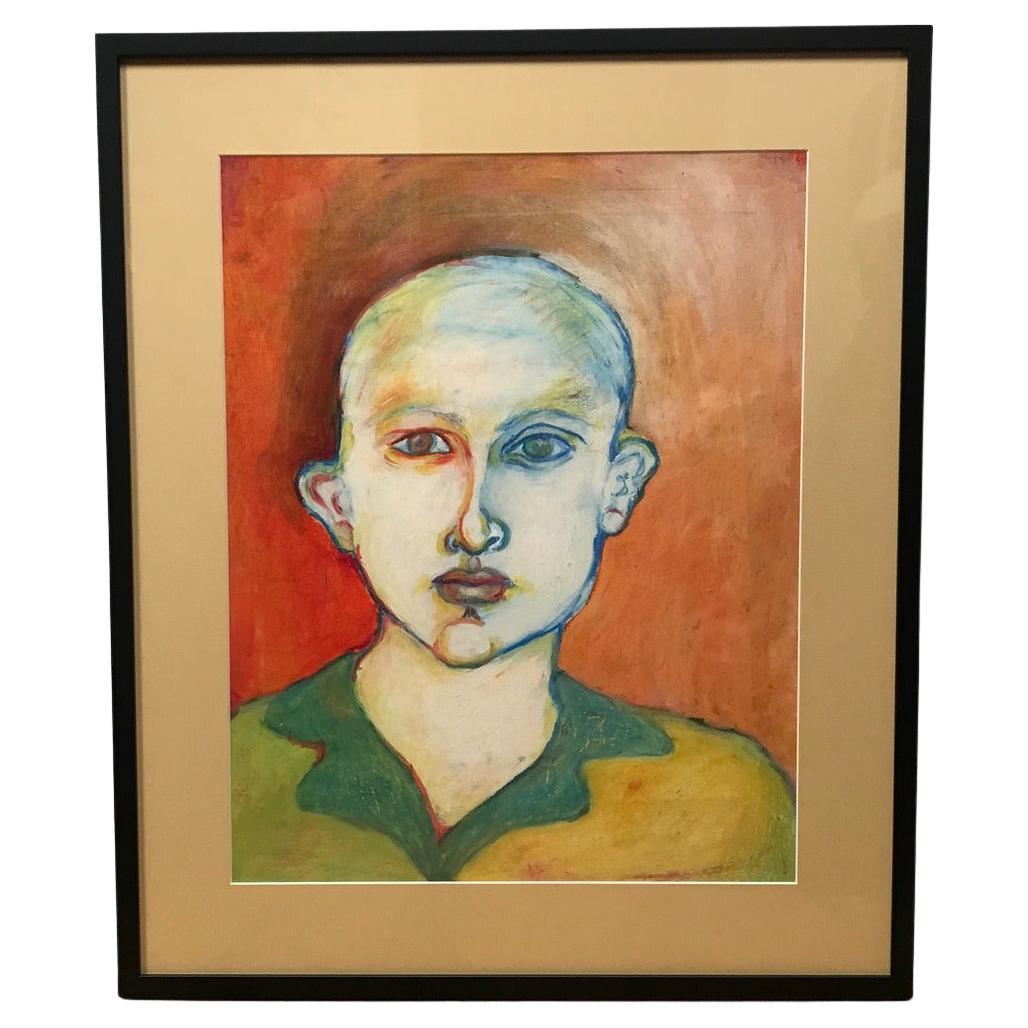 Androgynous Pastel Portrait by Gillian Lefkowitz For Sale