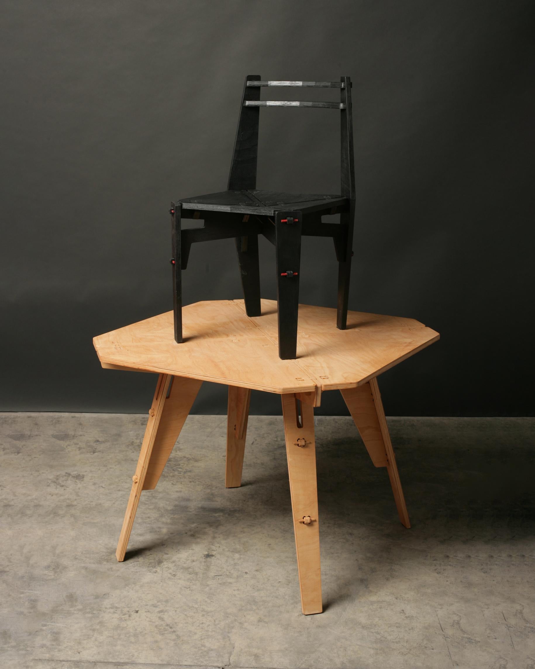 Other 'Android' table unique ready-to-assemble, ultra flat-pack, birch plywood table For Sale