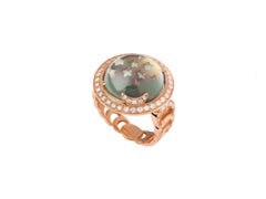 Andromeda Ring, Prasiolite, White Diamonds, 18 Karat Rose Gold