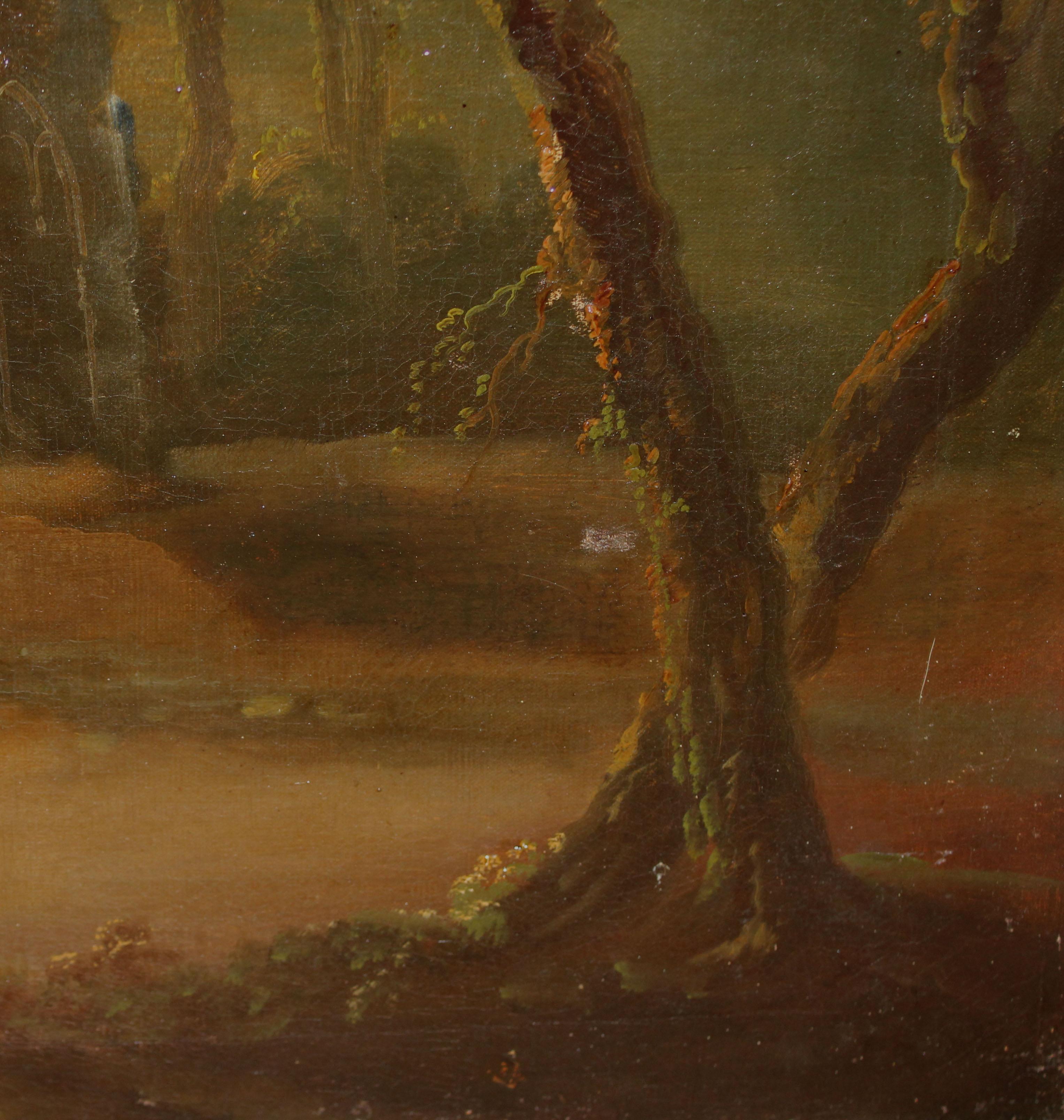 Óleo sobre tela - Viajeros y campesinos junto al pozo im Angebot 7