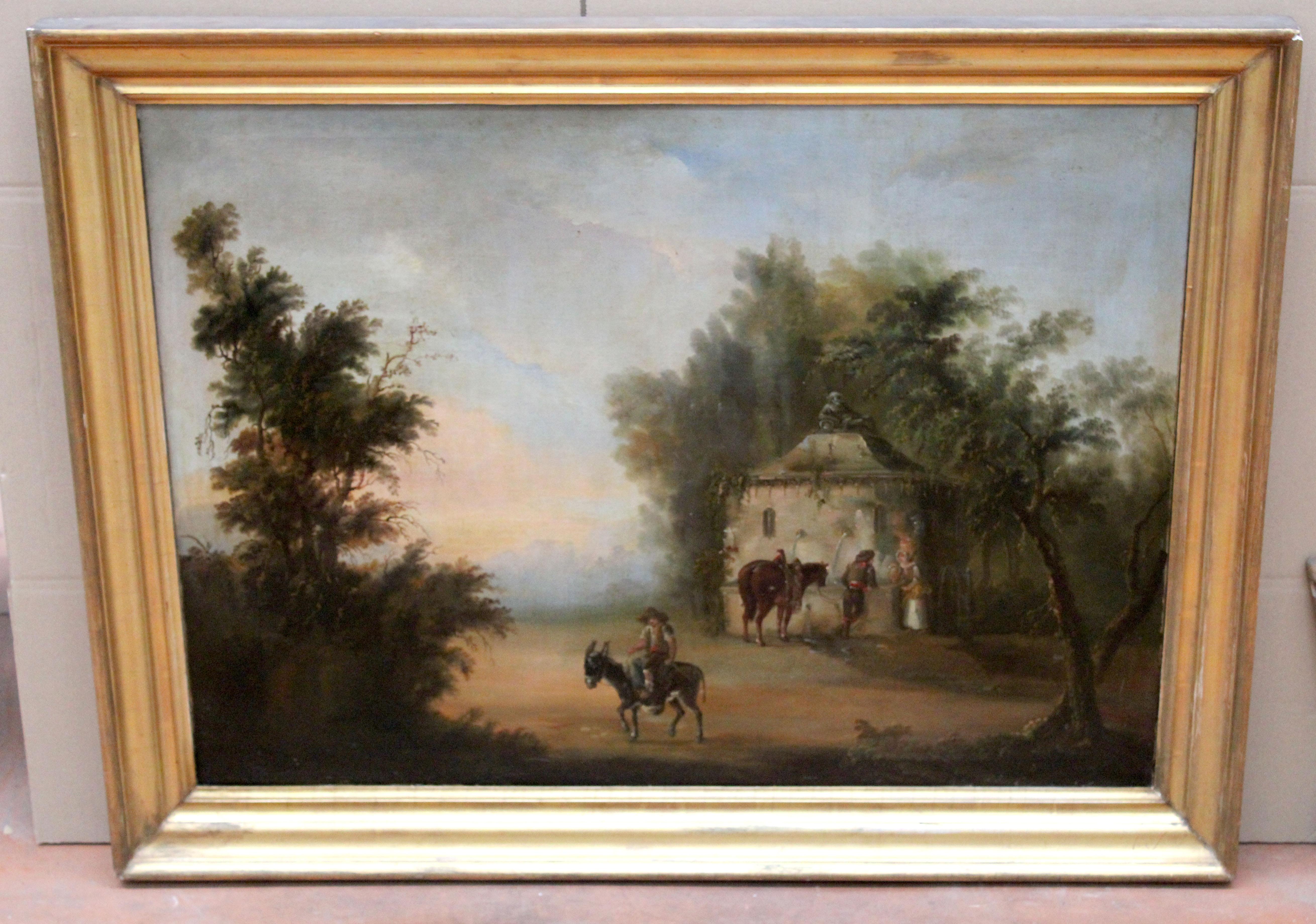 Óleo sobre tela - Viajeros y campesinos junto al pozo (Alte Meister), Painting, von Andrés Cortés y Aguilar (circle)
