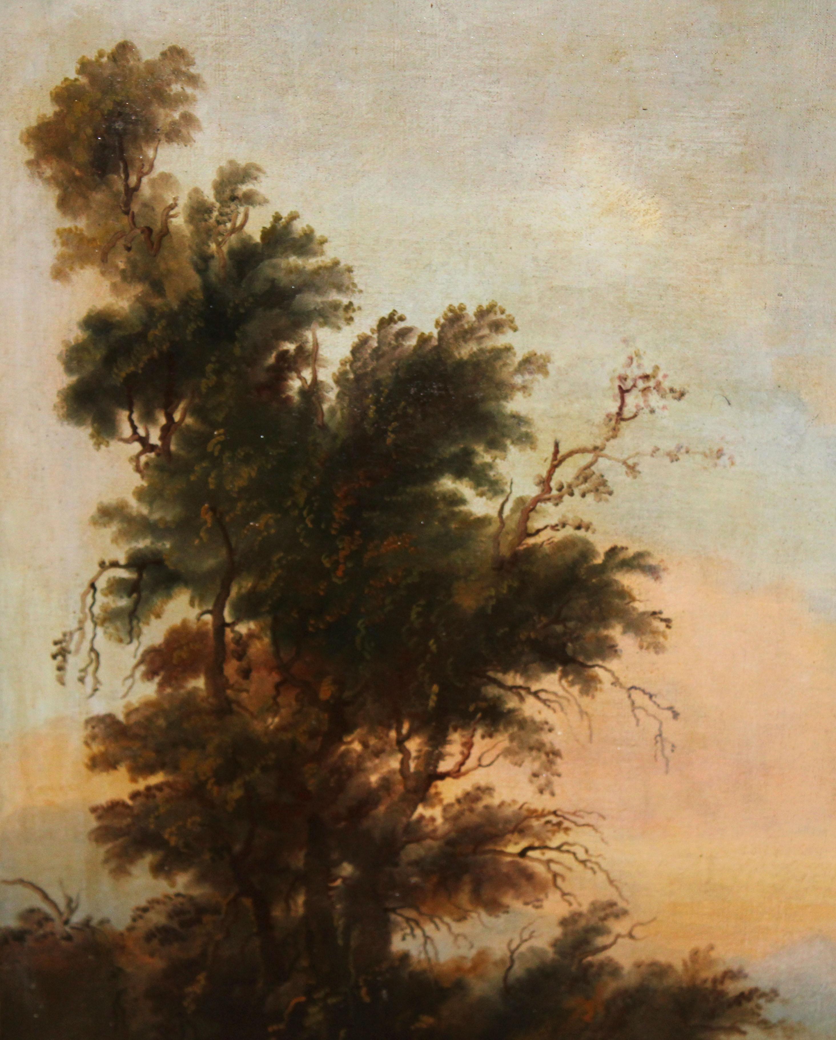 Óleo sobre tela - Viajeros y campesinos junto al pozo im Angebot 3