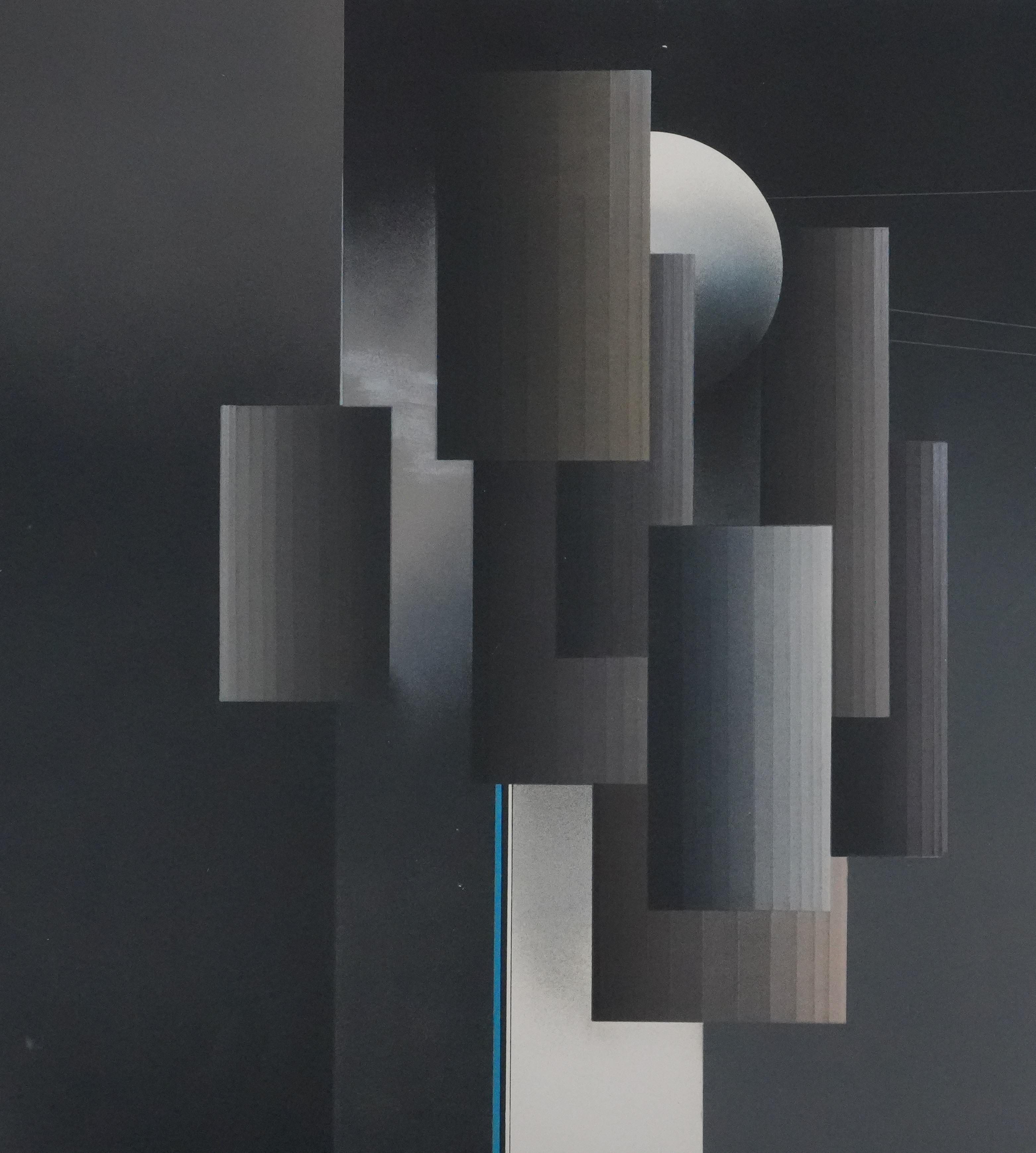 Black Composition - Lithograph Original Signed - Abstract Print by Andrès Segovia