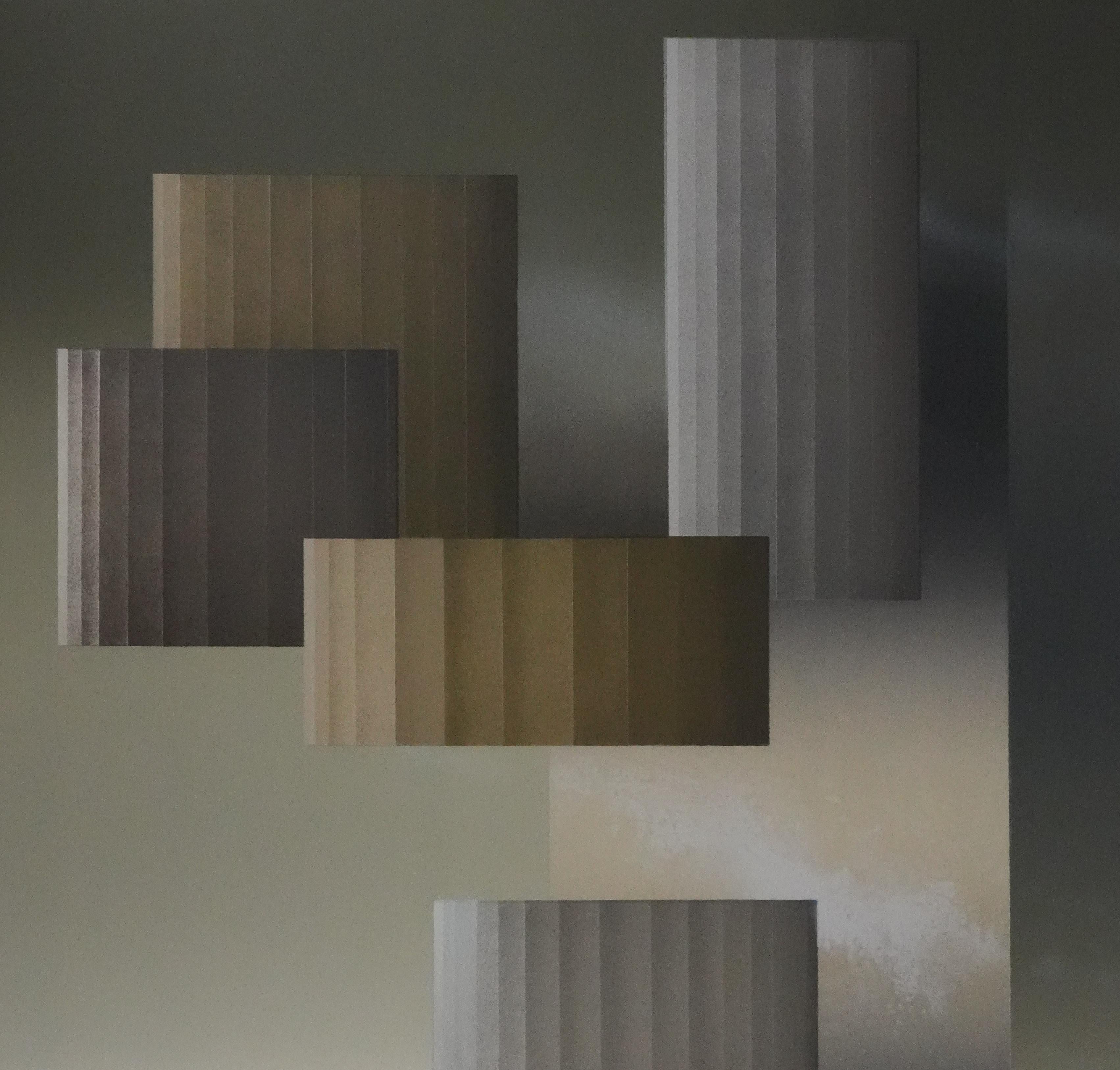 The Columns - Lithograph Original Signed - Black Abstract Print by Andrès Segovia