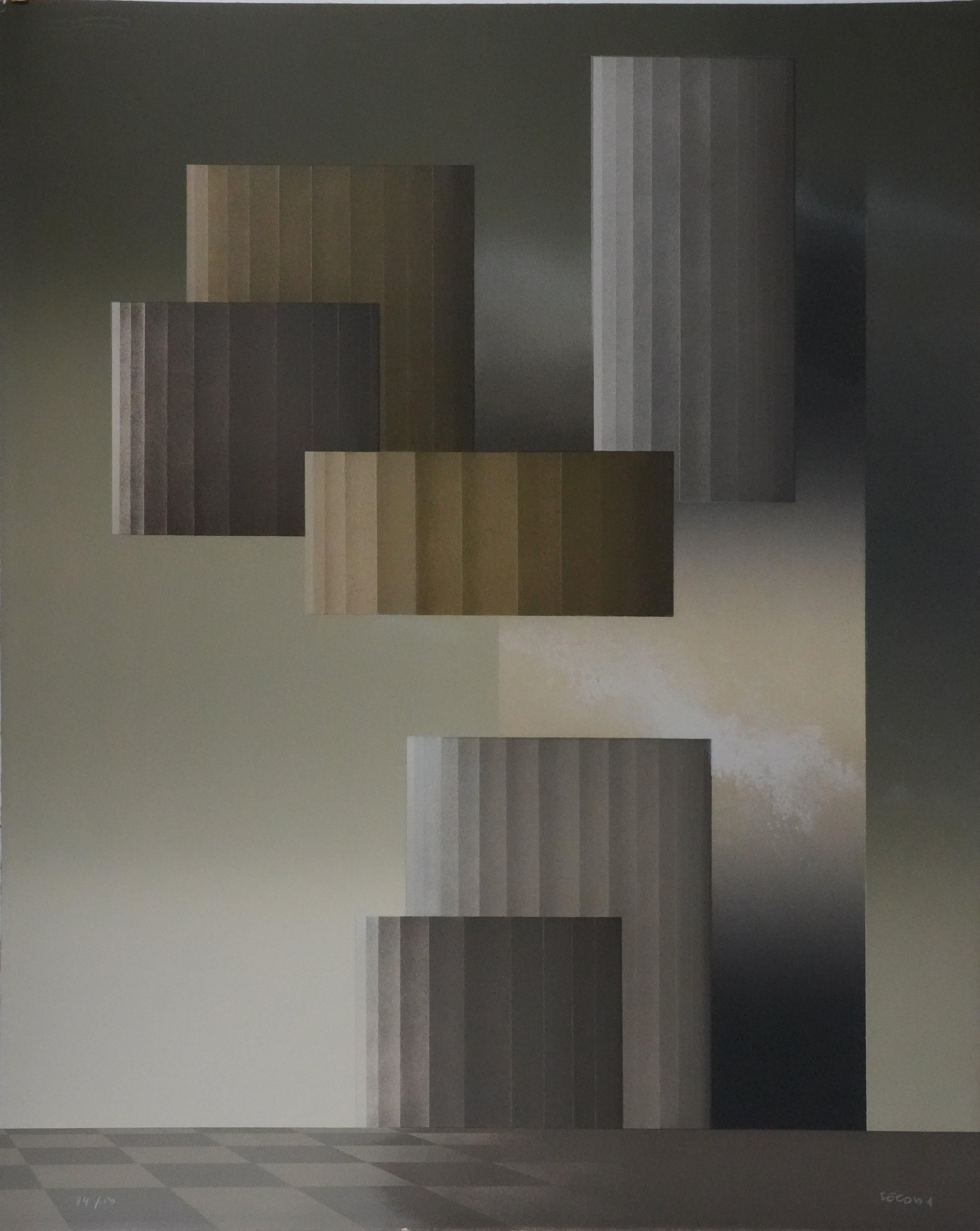 Andrès Segovia Abstract Print - The Columns - Lithograph Original Signed