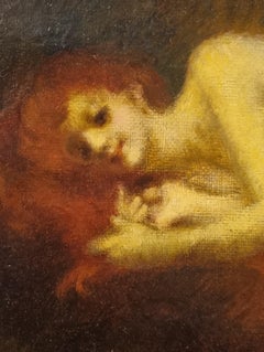 French painting ANDRY FARCY Nude Red hair woman Art nouveau 20th