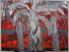 A Red Island- XXI Century, Contemporary Flora Acrylic Painting