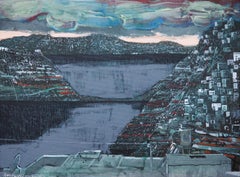 A steal see. 21st century, Landscape, Acrylic painting, Polish artist