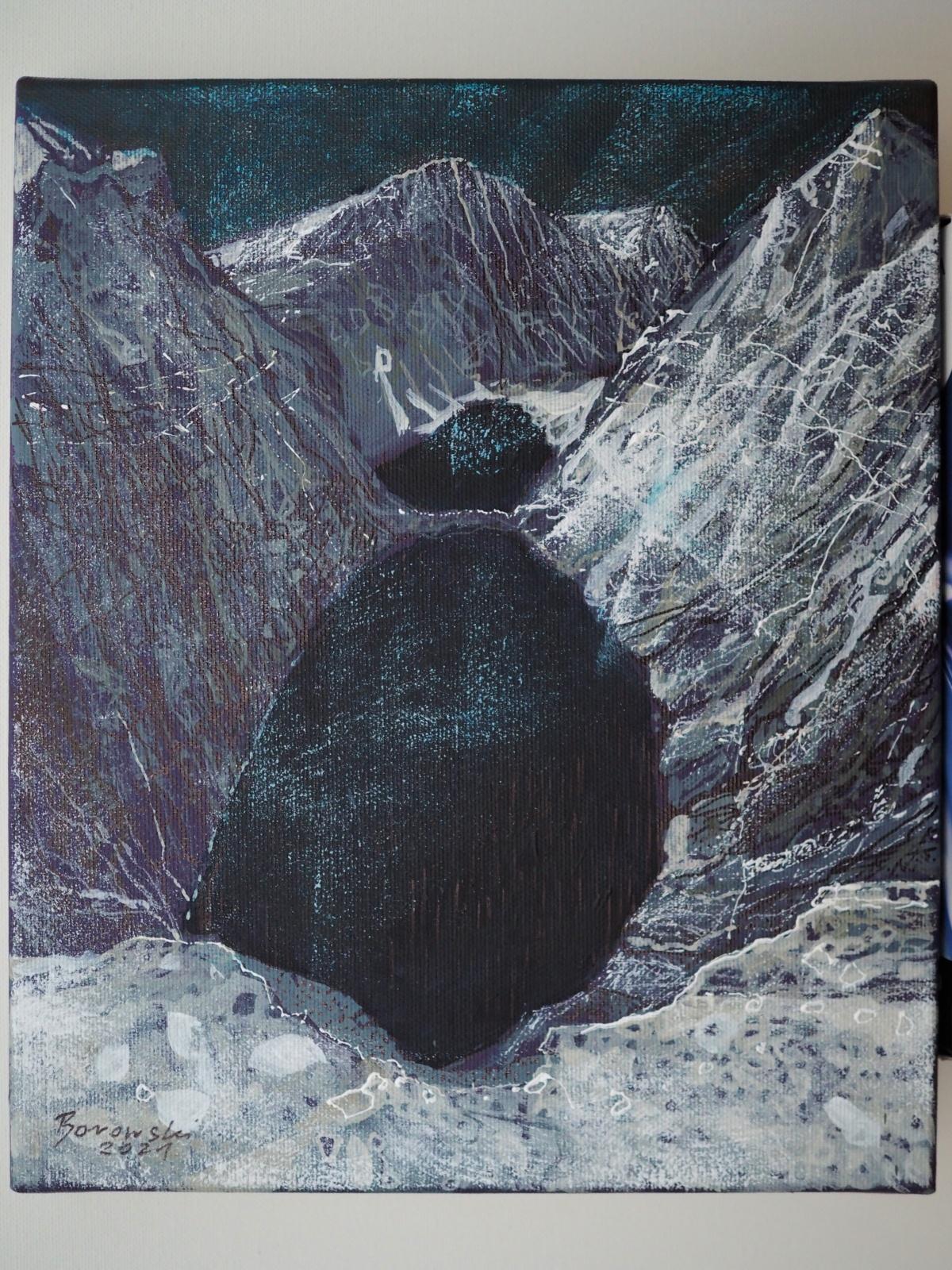 Schwarzer See – 21. Jahrhundert, Zeitgenössische Berge, Acrylgemälde – Painting von Andrzej Borowski