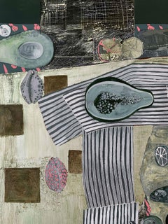 Grey moonfish & pink - XXI Century, Contemporary Painting, Still life, Textured 