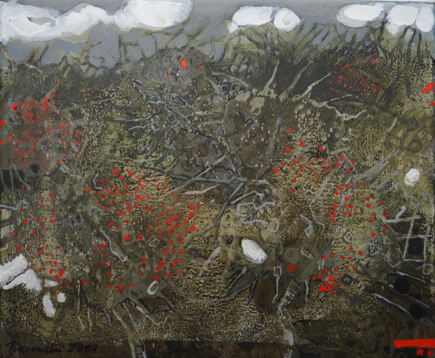 Andrzej Borowski Figurative Painting - Hawthorns- XXI Century, Contemporary Flora Abstract Acrylic Painting
