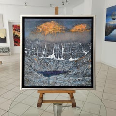 Iversione orancione. Vibrant landscape, Contemporary Mountains Acrylic Painting