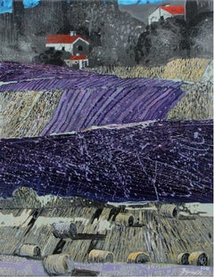 Lavender field - XXI century, Landscape, Acrylic and mixed media painting