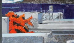 Orange color - XXI Century, Contemporary Landscape Acrylic Mixed Media Painting