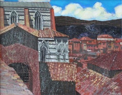 Siena - XXI century, Landscape, Acrylic and mixed media painting, Italy