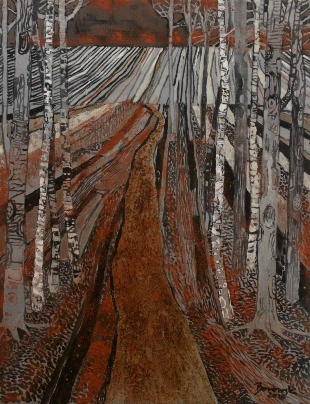 Andrzej Borowski Landscape Painting - So far away... - XXI century, Landscape, Earth and brown tones, Mixed media