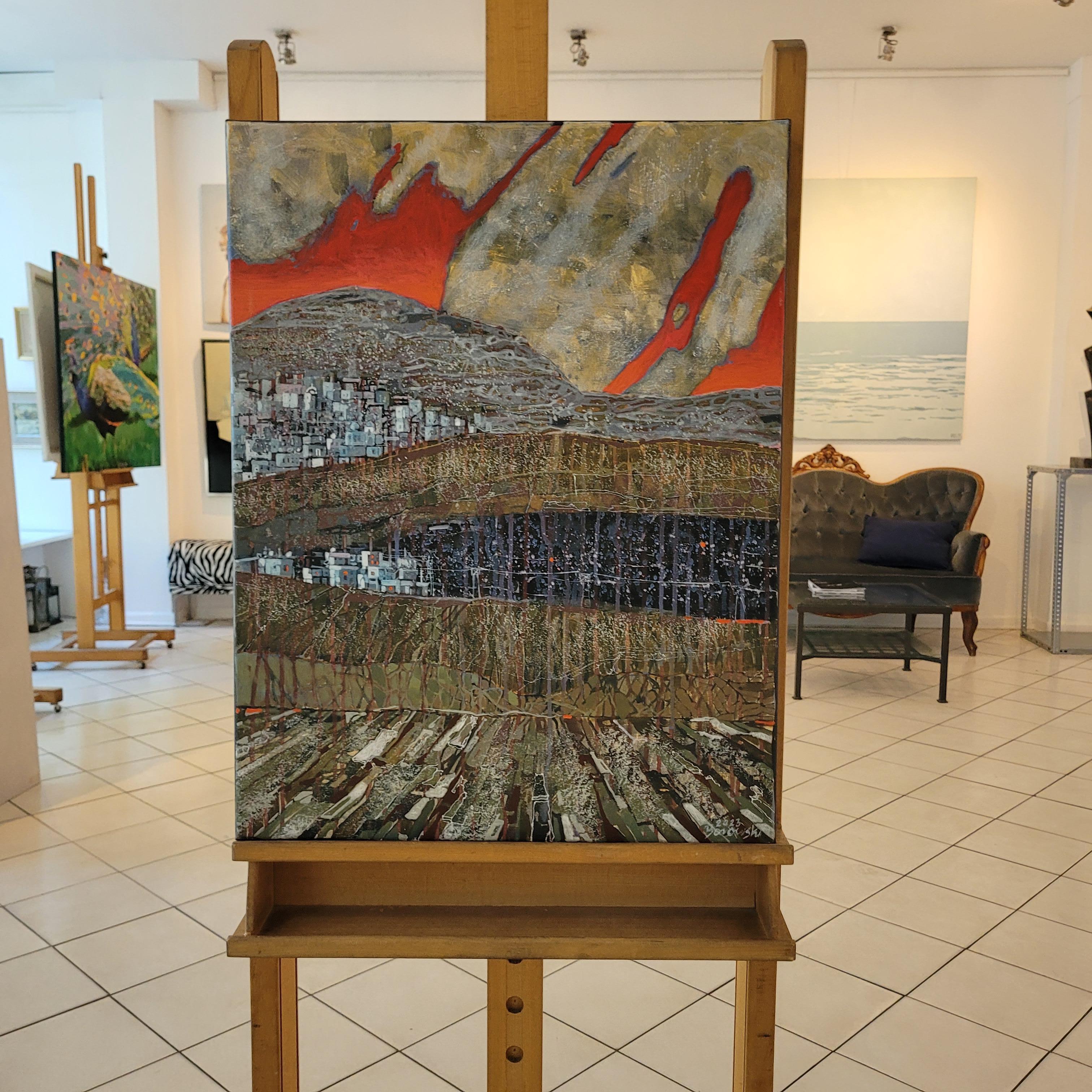 Sin título. Paisaje vibrante, Montañas contemporáneas Pintura acrílica en venta 3
