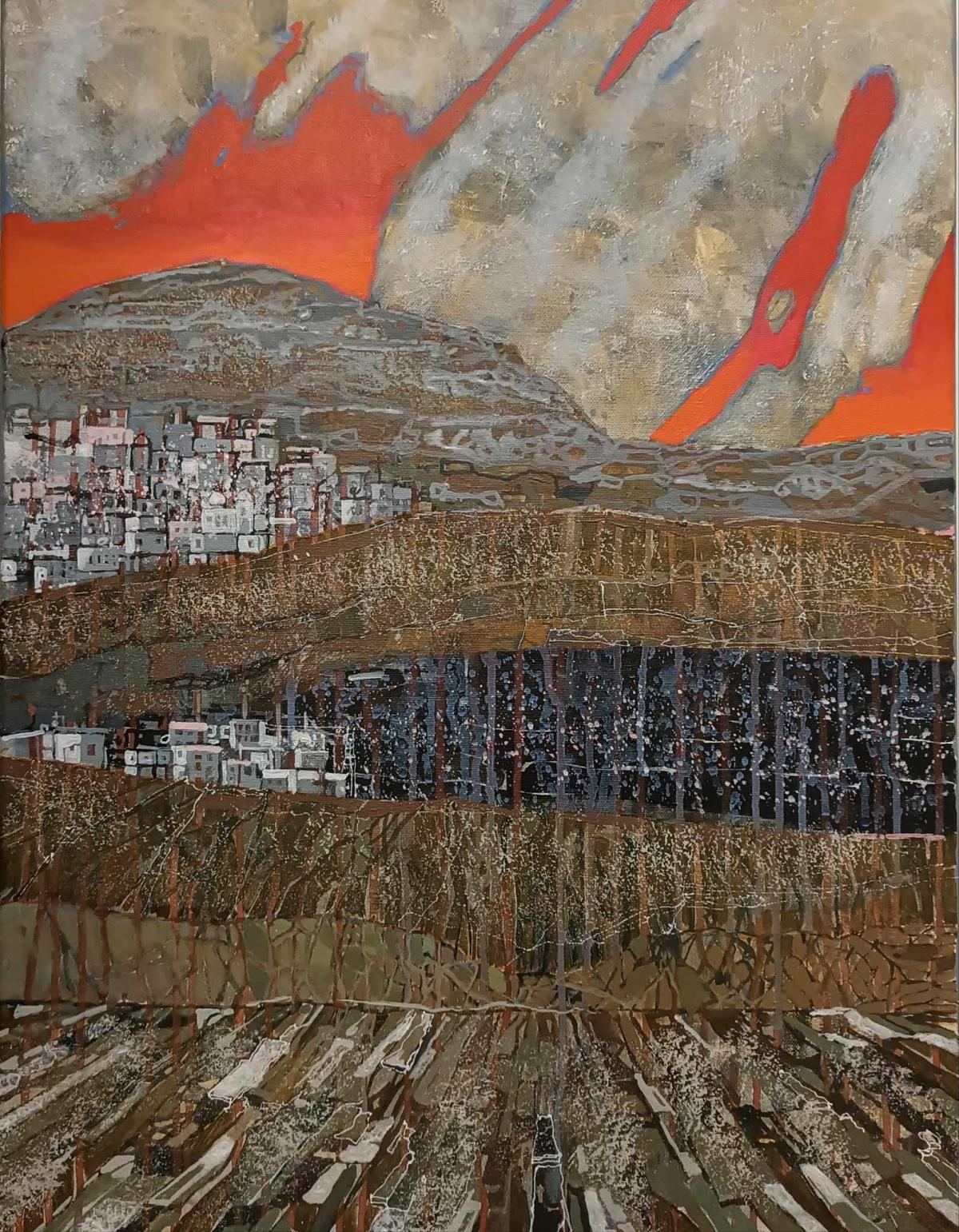 Andrzej Borowski Landscape Painting - Untitled. Vibrant landscape, Contemporary Mountains Acrylic Painting
