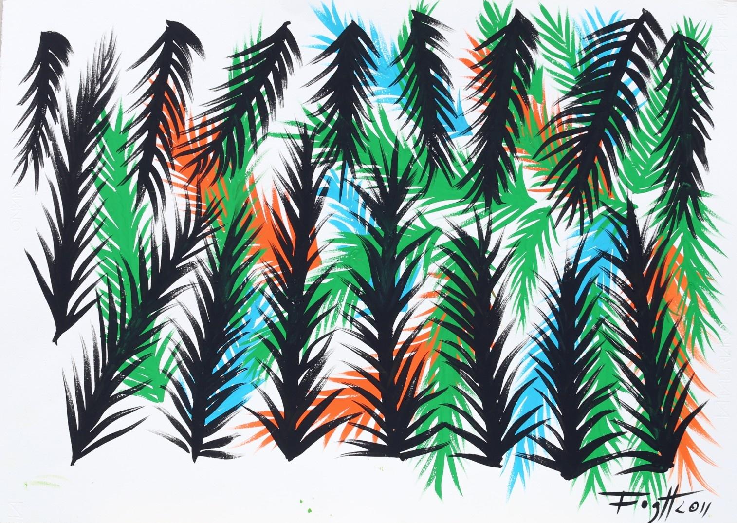Ein Wald - Polnischer Meister der abstrakten Kunst Abstrakte Landschaft, Bunt, Minimalist