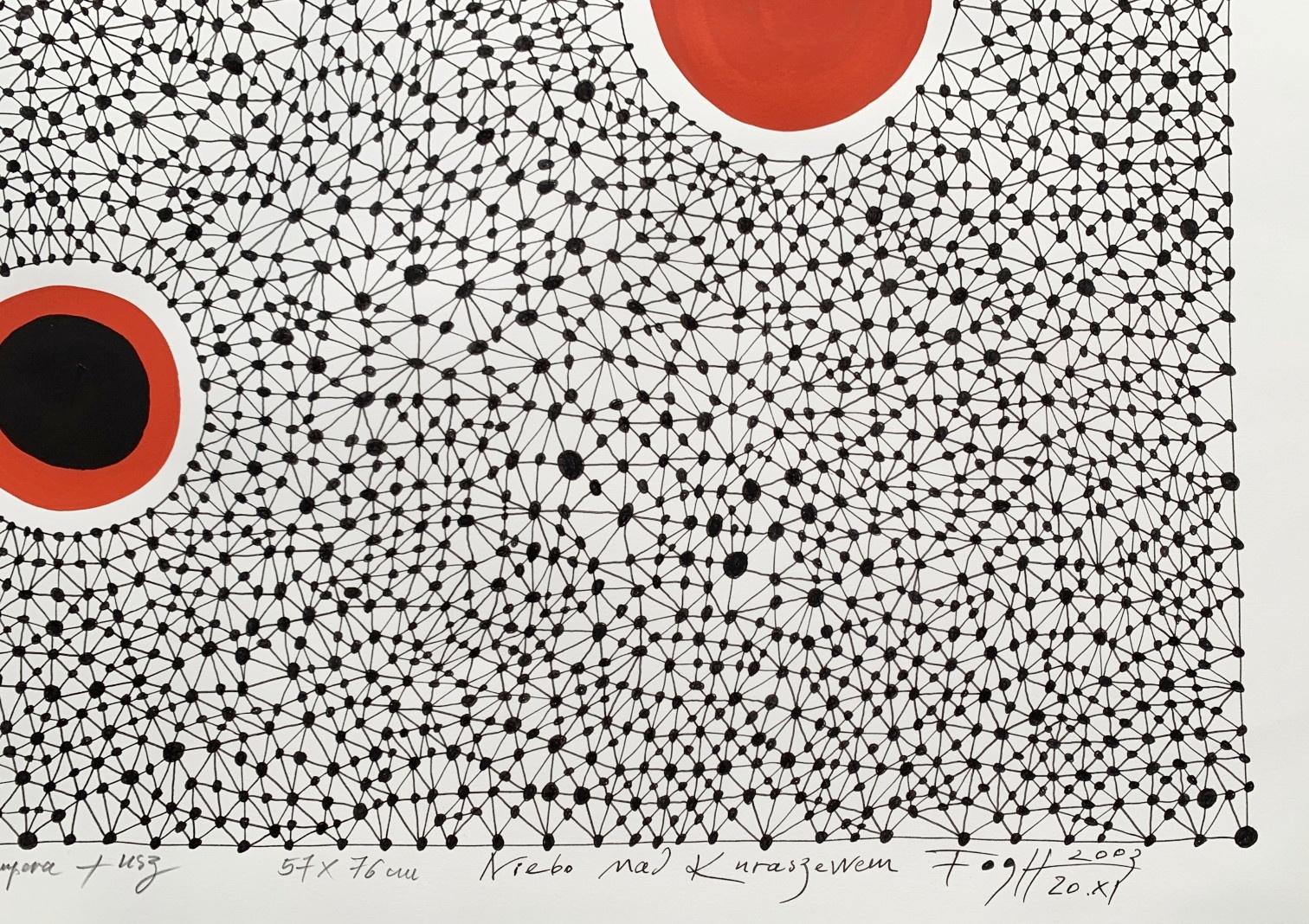 Cielo sobre Kuraszewo. Maestro de Arte Polaco, Acrílico abstracto sobre papel, Colorido - Painting Contemporáneo de Andrzej Fogtt