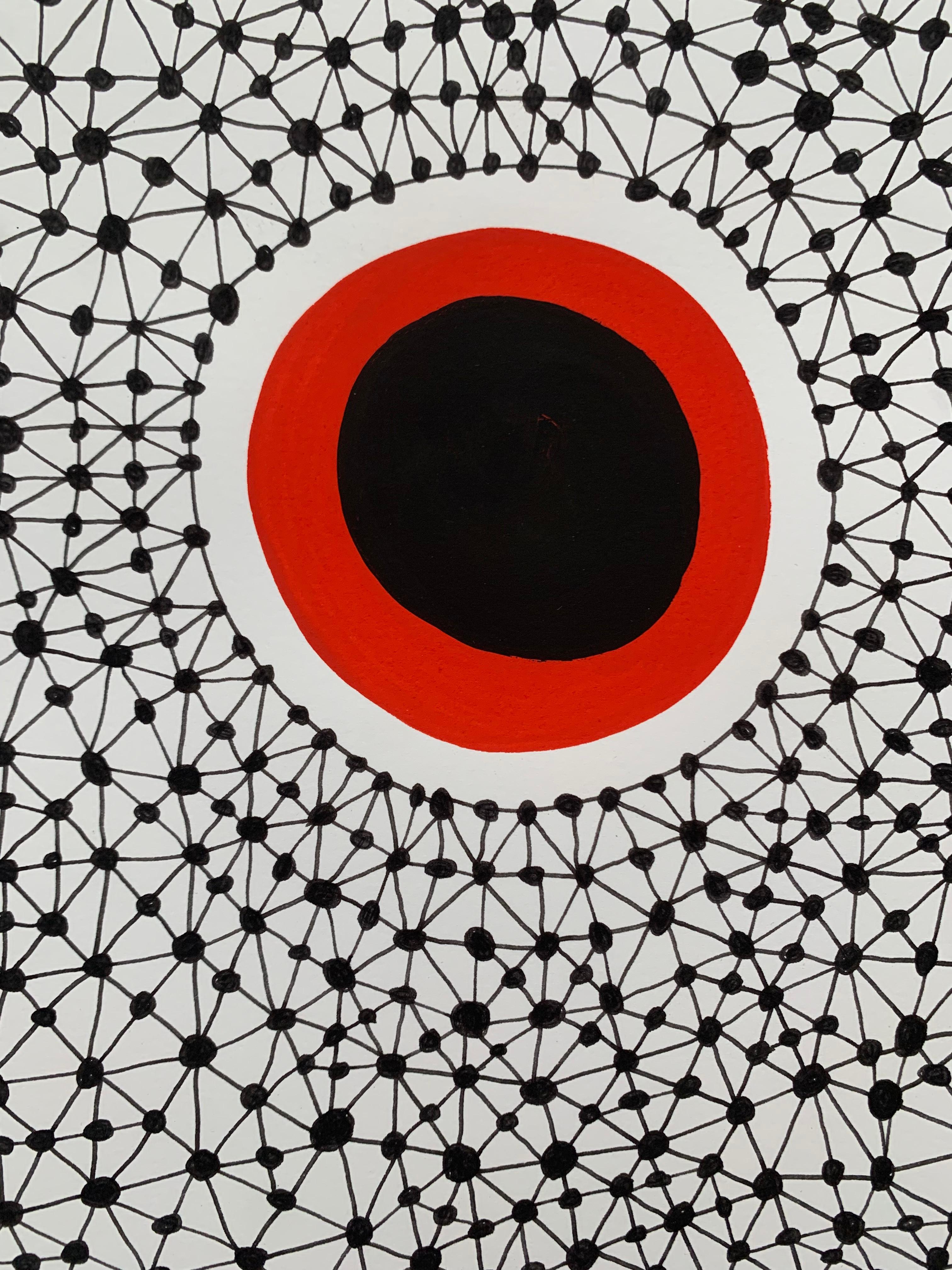 Cielo sobre Kuraszewo. Maestro de Arte Polaco, Acrílico abstracto sobre papel, Colorido - Figurative Painting Gris de Andrzej Fogtt