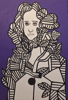 Violet portrait, Contemporary Polish Artist, Oil on Canvas, Violet