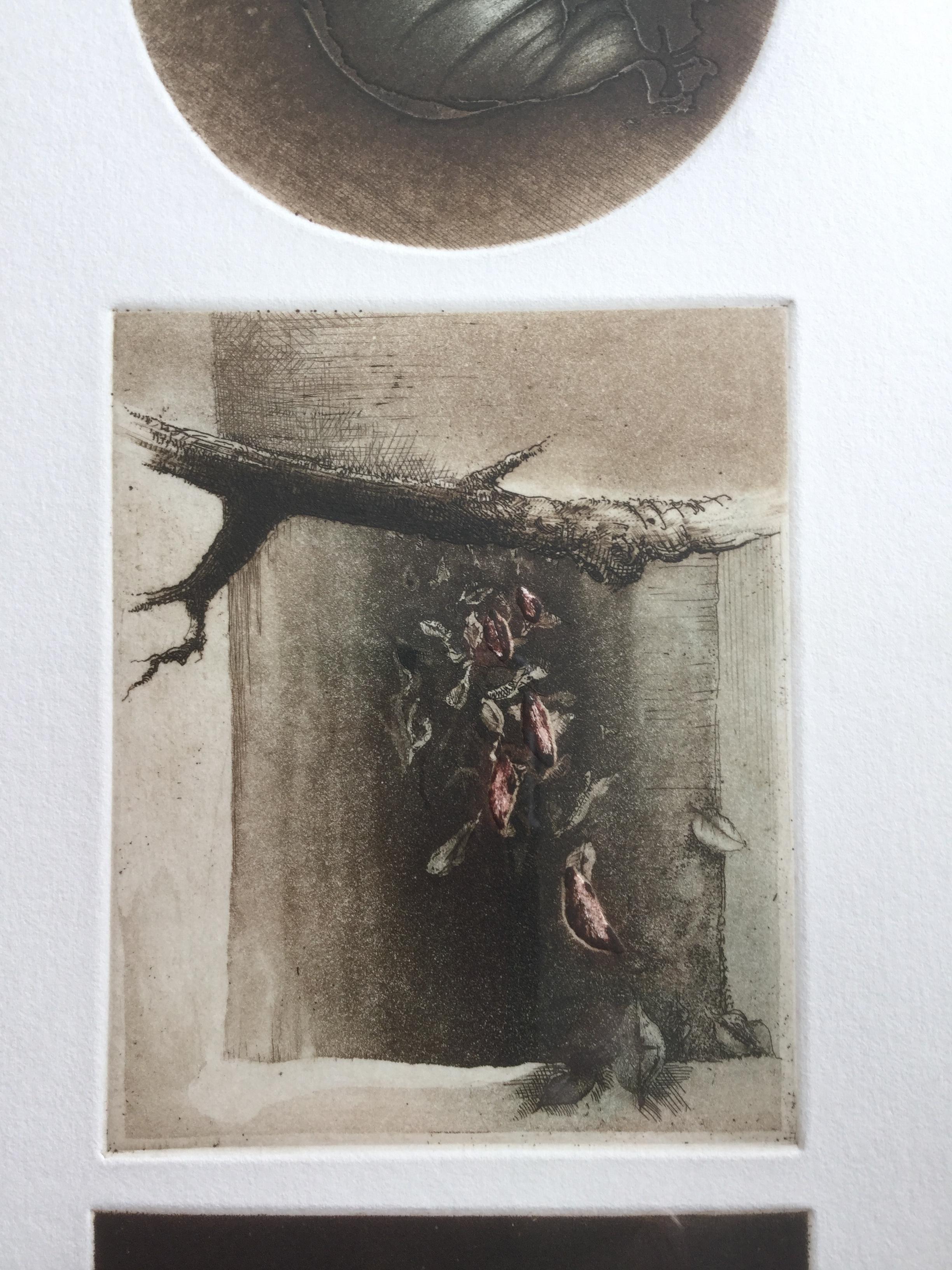 Leaves, Twigs and Trees Triptychon - Figuratives Mixed Med Print, kleine Auflage 2/X im Angebot 1