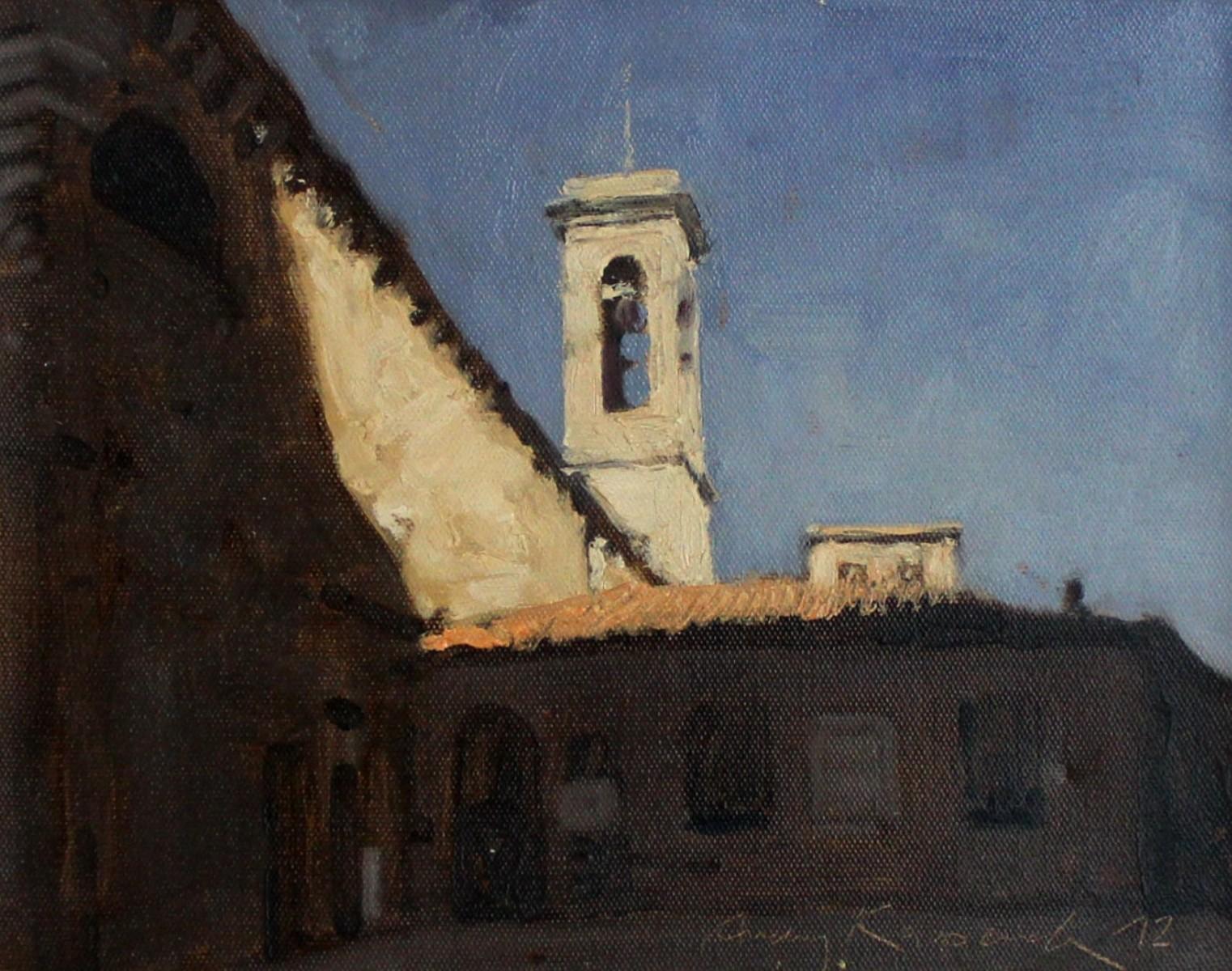 Andrzej Kacperek Figurative Painting - Volterra motif 2 - 21 century, Oil painting, Landscape, Small scale