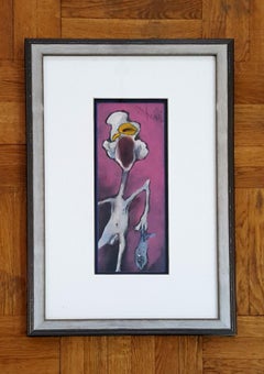 With fish - XX Century, Contemporary Acrylic Painting, Animal, Grotesque