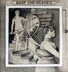 Keep the silence - gravure à l'eau-forte, figurative, surréaliste, monochrome