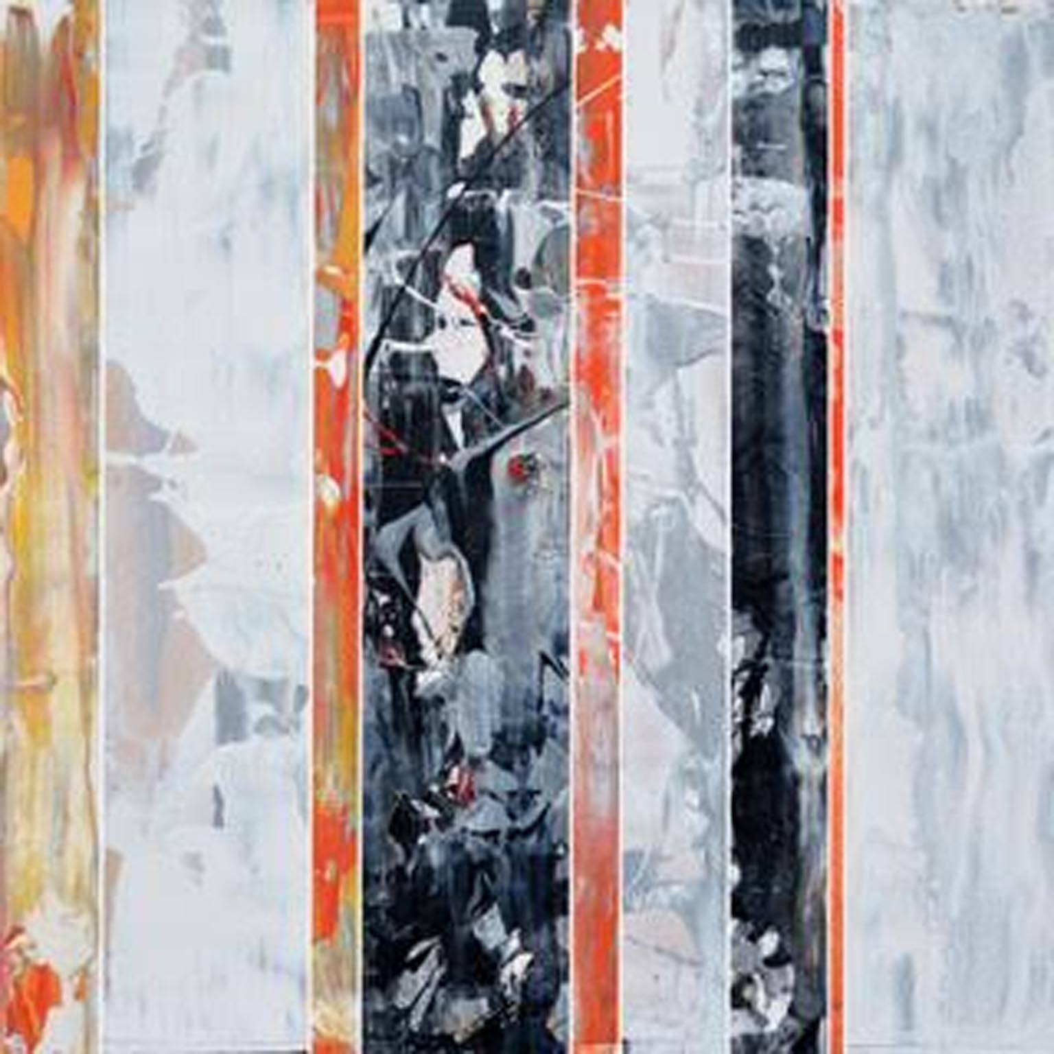 EQ neu definierte Serie 1700-EU101-5, Abstraktes Gemälde, Orange und Schwarz