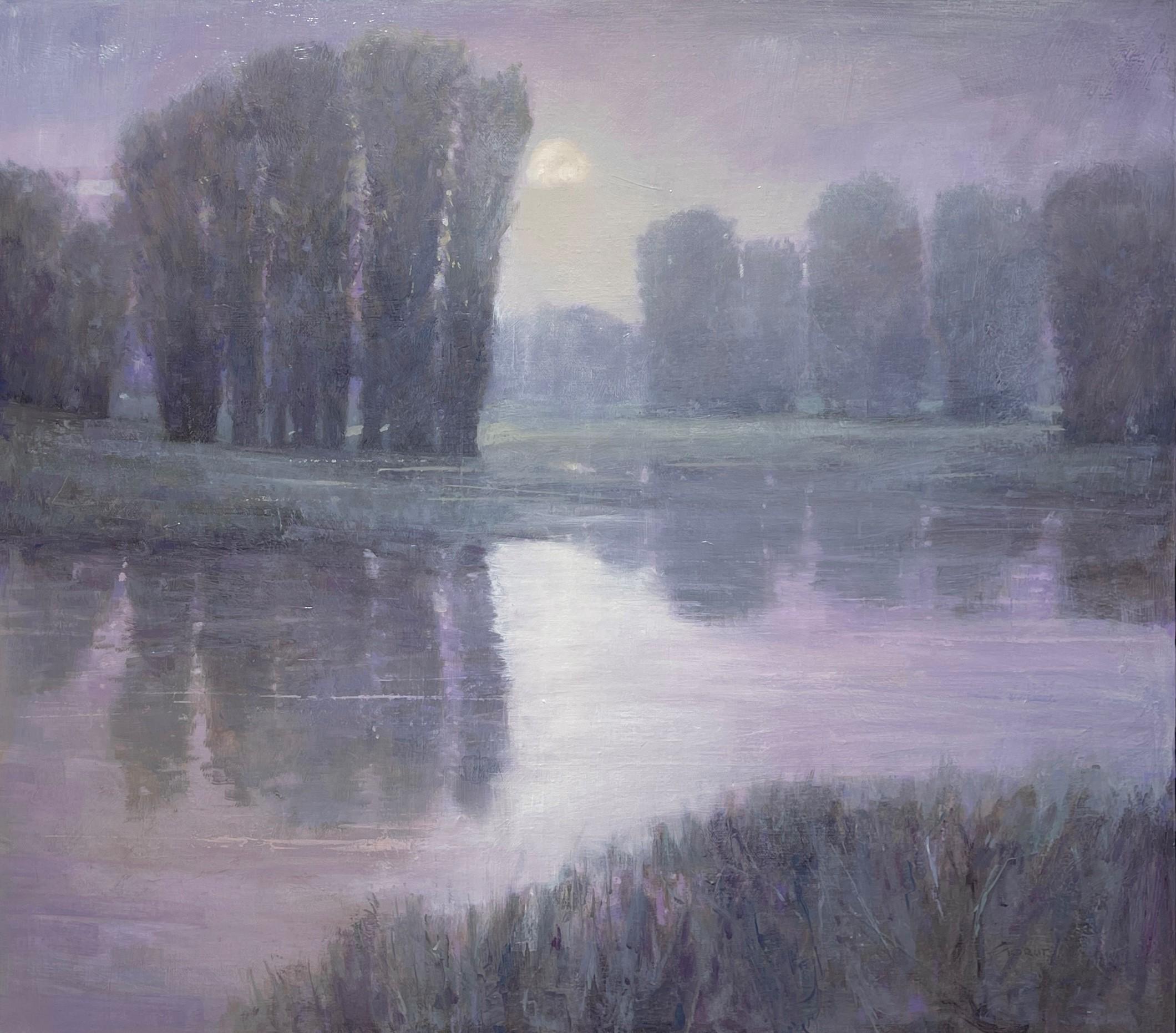 Andrzej Skorut Landscape Painting – "Mondscheinsonate" (2025), Original Midwestern-Landschaft, Ölgemälde