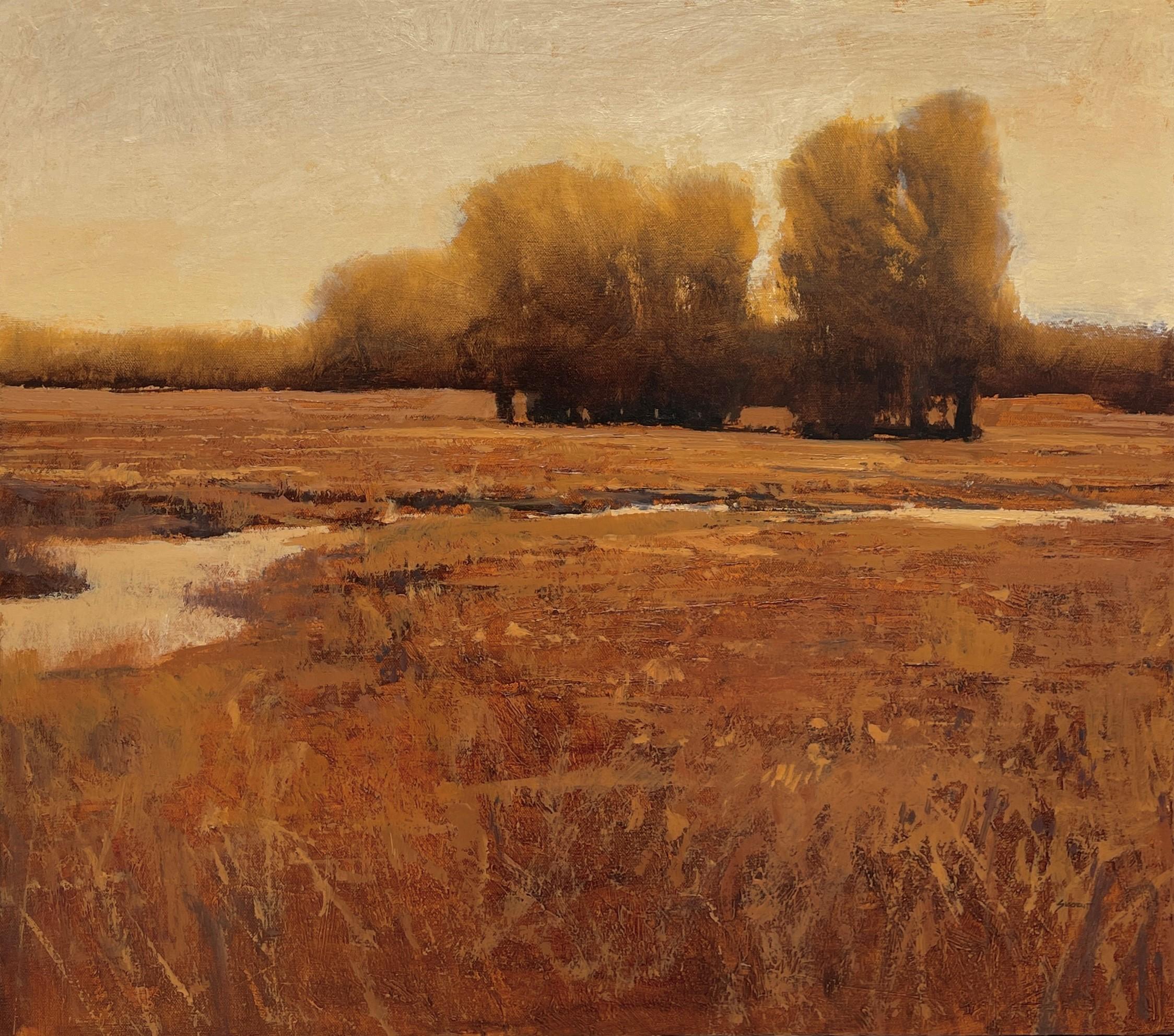 "Rustikale Wiese" (2025), Original Midwestern-Landschaft, Ölgemälde