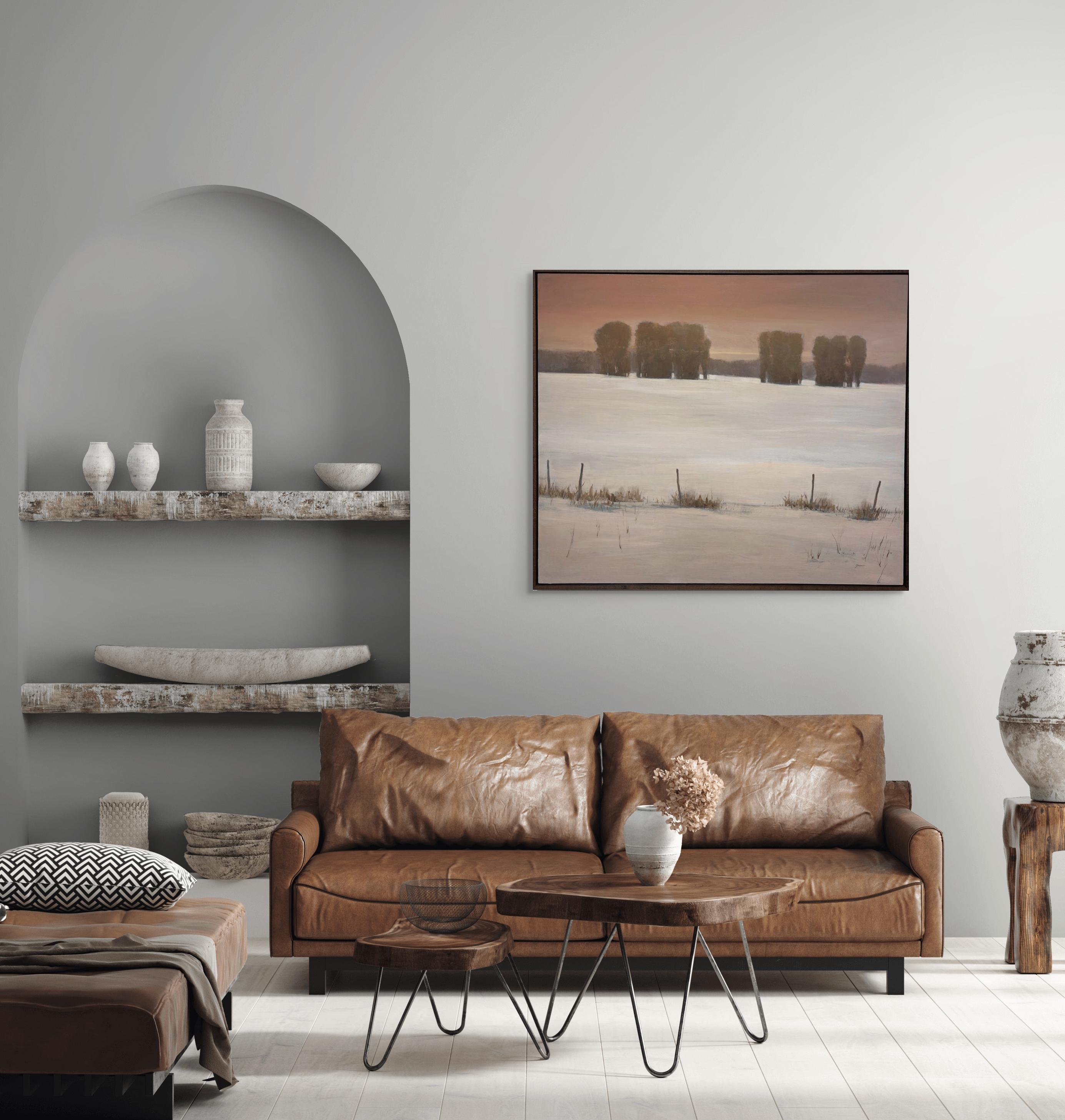 Wintersonnenuntergang (2025), Orginale Landschaft im Mittleren Westen, Ölgemälde im Angebot 2