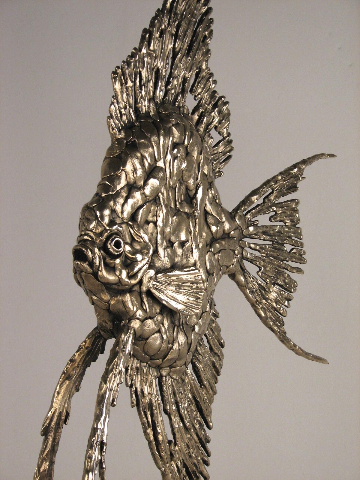 Angel Fish-original abstract wildlife bronze sculpture for sale-contemporary Art - Abstract Impressionist Sculpture by Andrzej Szymczyk